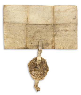 Henry V of England (1386-1422) Unsigned Document with the King's Great Seal.